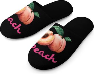 Generic Peaches Printed Mens Slippers Warm Non-Slip Houes Shose Spa Slipper for Home Bedroom