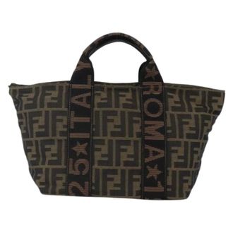 Fendi Pre-owned Tote Bags, female, Brown, Size: ONE SIZE Pre-owned Canvas Tote Bag