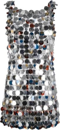 Paco Rabanne Kleedjes, Dames, Grijs, M, Mini-jurk van metalen platen