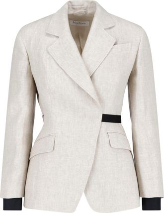 Max Mara Blazer Doppiopetto In Drill Di Lino