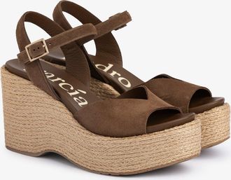 Pedro Garcia Wedge in brown leather whit jute wedge| Doina | Spring Summer 26 | PEDRO GARCIA