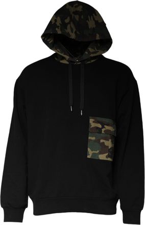 Dolce & Gabbana Mens Camo Hoodie Tsh87044 - Black Cotton - Size EU 52 (Mens)