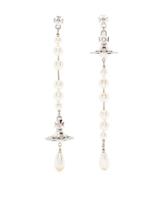 Vivienne Westwood Long Drop Earrings with Silver Orb Charm