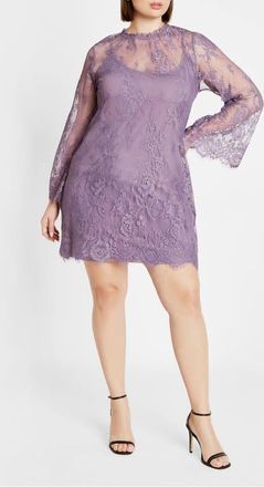 City Chic Zelda Lace Minidress in Lilac Lace at Nordstrom