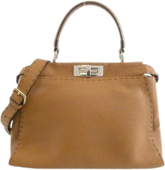 Fendi Pre-owned Selleria Peekaboo Calf Handbag - Dames - Vintage Handtas - Bruin - ONE Size - Leer - Vintage