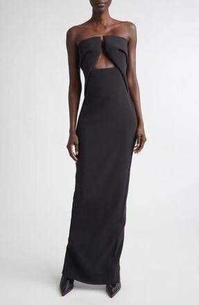 Rick Owens Prong Cutout Strapless Gown in Black at Nordstrom, Size 10 Us