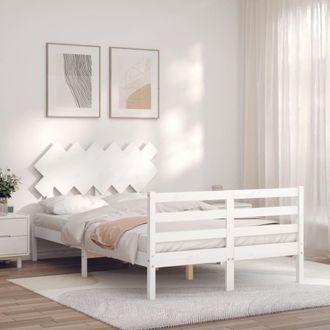 Berkfield Home Bed Frame with Headboard White 120x200 cm Solid Wood | Size: Small Double