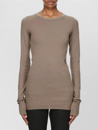 Rick Owens ribbed slim fit long sleeve cotton t shirt