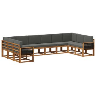 vidaXL Conjunto De Sof&aacute;s De Exterior 10 Pcs Natural Y Antracita Vidaxl