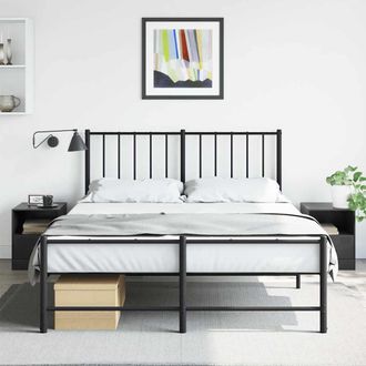 vidaXL Mesitas De Noche 2 Unidades Acero Negro 34,5x39x44 Cm Vidaxl