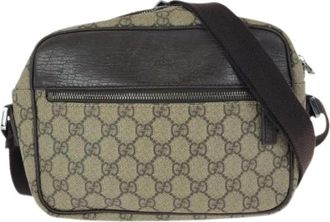 Gucci Pre-owned GG Supreme Canvas Leren Schoudertas - Dames - Vintage Schoudertas - Beige - ONE Size - Leer - Vintage