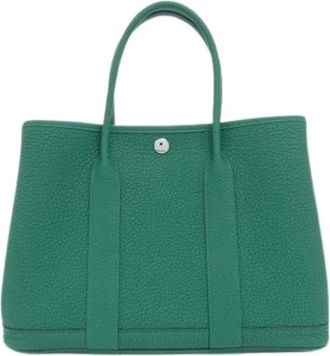 Herm&egrave;s Pre-owned Garden Tote Bag - Dames - Vintage Shopper - Groen - ONE Size - Leer - Vintage