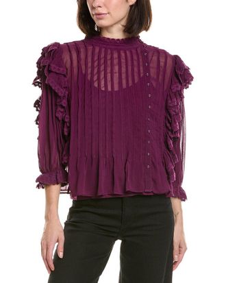 Farm Rio Farm Rio Burgundy Ruffled Blouse