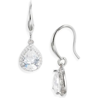 Nordstrom Cubic Zirconia Teardrop Earrings in Clear- Silver at Nordstrom Rack