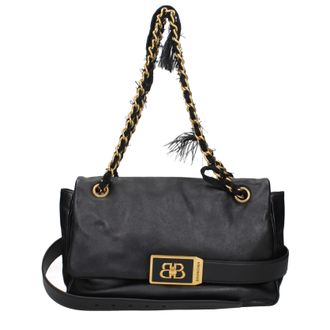 Balenciaga Damens Modu Umh&auml;ngetasche aus schwarzem Leder