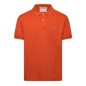 GANT Mens Classic Reg Polo Shirt in DEEP ORANGE - Size Small