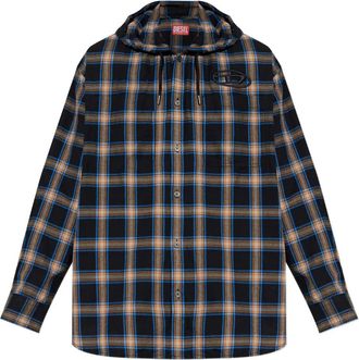 Diesel S-Dewny-Hood-Ajfi geruit overhemd met capuchon - Zwart