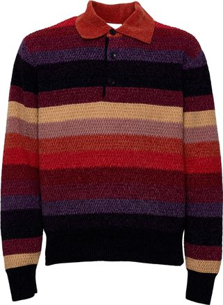 Dr&ocirc;le de Monsieur Chenille Striped Long Sleeve Polo Shirt