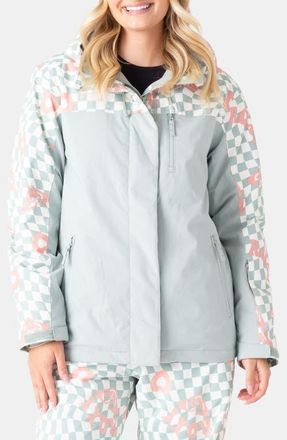 Roxy Jetty Water Repellent Hooded Technical Snow Jacket in Cross Your Heart at Nordstrom, Size X-Large
