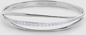 Monica Vinader Sterling Silver Nura Wrap Pavé Diamond Bangle Lab Grown Diamond