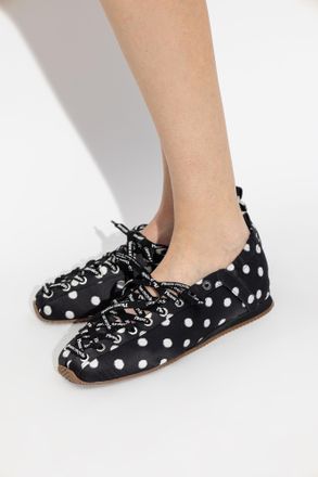 Ganni Lace-up Ballerinas, Womens, Black