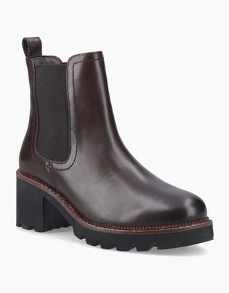 Hush Puppies Womens Hush Puppies Gaia Leather Womens Chocolate Heeled Chelsea Boots - Brown - Size: 3