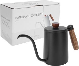 OEM Cafetera De Acero Inoxidable De 600 Ml Con Mango De Madera - Negra