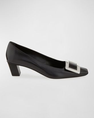Roger Vivier Decollete Belle Vivier Leather Ballerina Pumps