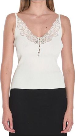 Self Portrait Tops, Dames, Wit, XS, Polyester, Chic Bianco Topwear Aw 25
