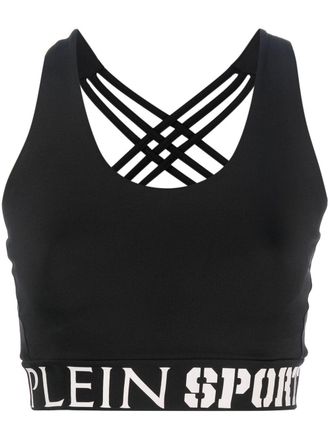 Plein Sport logo-print sport bra - Black