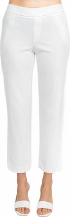 T Tahari Mid Waist Pull On Ankle Slim Fit Crepe Pant With Pockets In White