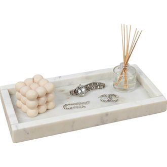 Happimess Luxe Stone Classic Minimalist Rectangular Marble Bathroom Countertop Tray in White Marble at Nordstrom
