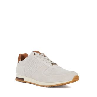 Dune London Mens Wf Trilogy - Wide Fit Lace-Up Runner Trainers - Off-White Leather - Size UK 8