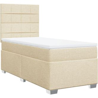 vidaXL Cama Box Spring Con Colch&oacute;n Tela Color Crema 90x190 Cm Vidaxl