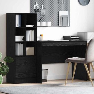 vidaXL Escritorio Con Almacenamiento Con Caj&oacute;n 2 Pcs Roble Negro Vidaxl