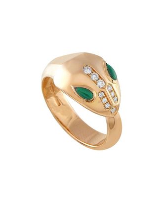 Bulgari 18K Rose Gold Malachite Ring (Authentic Pre-Loved)