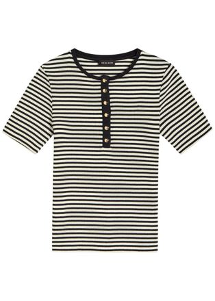 Anine Bing Alessia Striped Stretch-cotton T-shirt - Black And White - S (UK8-10 / S)