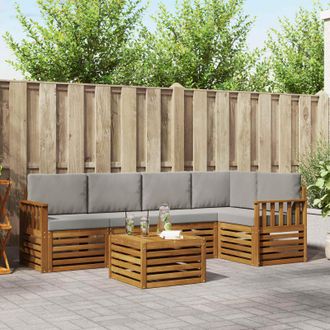 vidaXL Vidaxl Set Di Divani Da Esterno 6 Pz Grigio Naturale E Chiaro