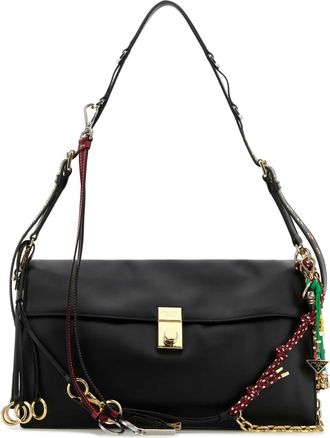 Prada Black Leather Large Prada Soft Sound Shoulder Bag