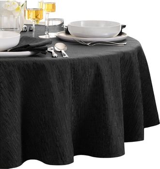 Elrene Continental Solid Texture Water & Stain Resistant Round Tablecloth