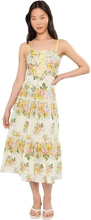 Adrianna Papell Printed Midi Dress Womens Dress Pale Yellow : 10, Chiffon/Elastane/Polyester