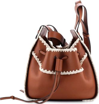 Loewe Hammock Bag Leather with Crochet Detail Small shoulder bag - Marrone