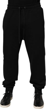 Dolce & Gabbana Black Cotton Drawstring Logo SweatMens Mens Pants