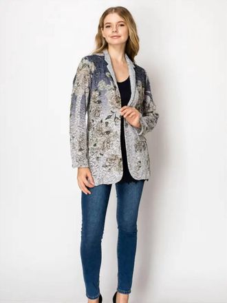 Origami Jewellery Lace & Sequin Blazer Jacket In Grey & Navy