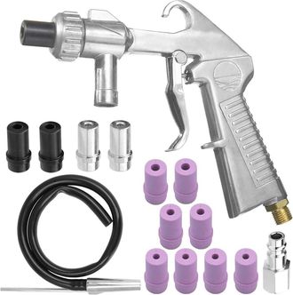 OEM Pistola De Chorro Aire Comprimido - Kit De Granallado Pneum&aacute;tico - Para Limpieza De Superficies Metalicas Y Ruedas - 12 Boquillas Incluidas