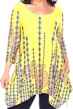 White Mark Plus Size Rella Tunic Top In Yellow