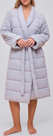 Papinelle Sleepwear Cuddle Puffa Quilted Cotton Midi Robe in Grey at Nordstrom, Size X-Small