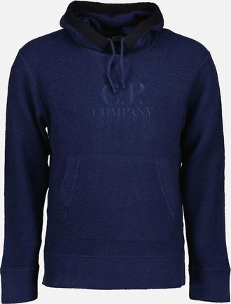 C.P. Company Mens Wool Polar Fleece Logo Hoodie - Navy - Size: 40