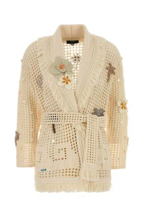 Alanui Cream Crochet Where The Waves Begin Cardigan