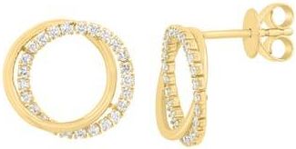 Effy 14K Gold Plated Pav&eacute; Lab Grown Diamond Hoop Earrings at Nordstrom Rack